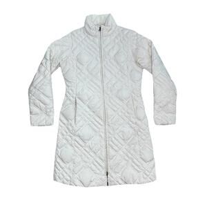 Eddie Bauer Down Quilted Coat Jacket Womens S Mid Length Zip Insulated White